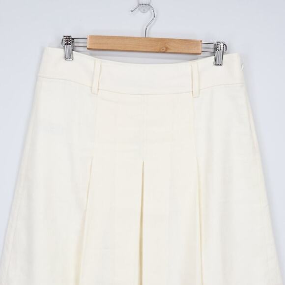 J.Crew Pleated Knee Length Stretch Linen Blend Skirt Ivory Size 8 NWT - Picture 3 of 9